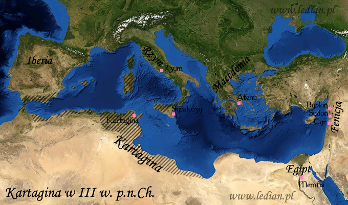 Mapa Kartaginy w III w. p.n.Ch.